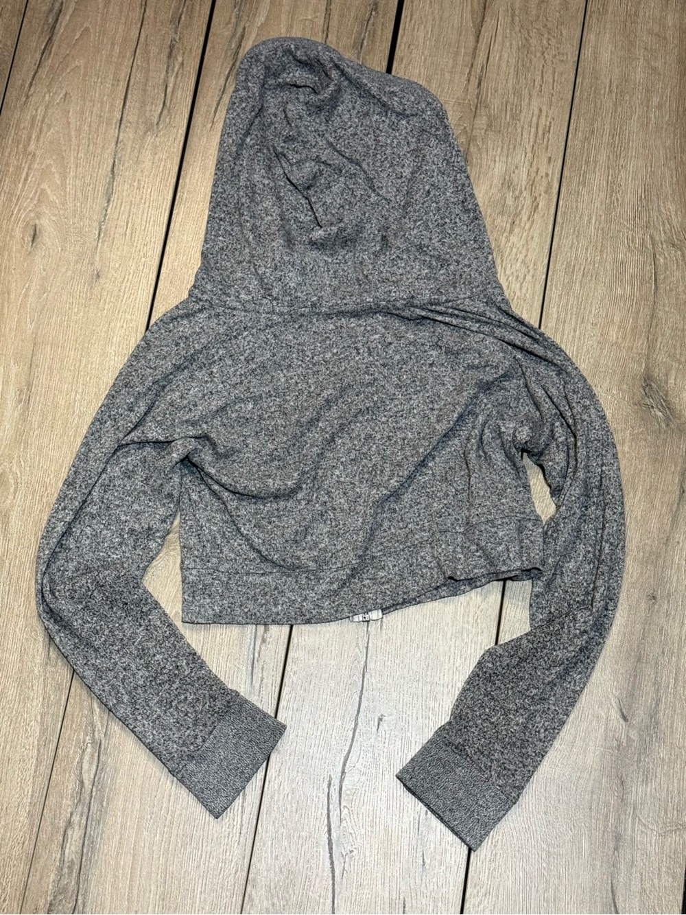 Urban Outfitters Gray Soft Knit Cropped Zip Up Hoodie Lounge Jacket | Small - Picture 8 of 15